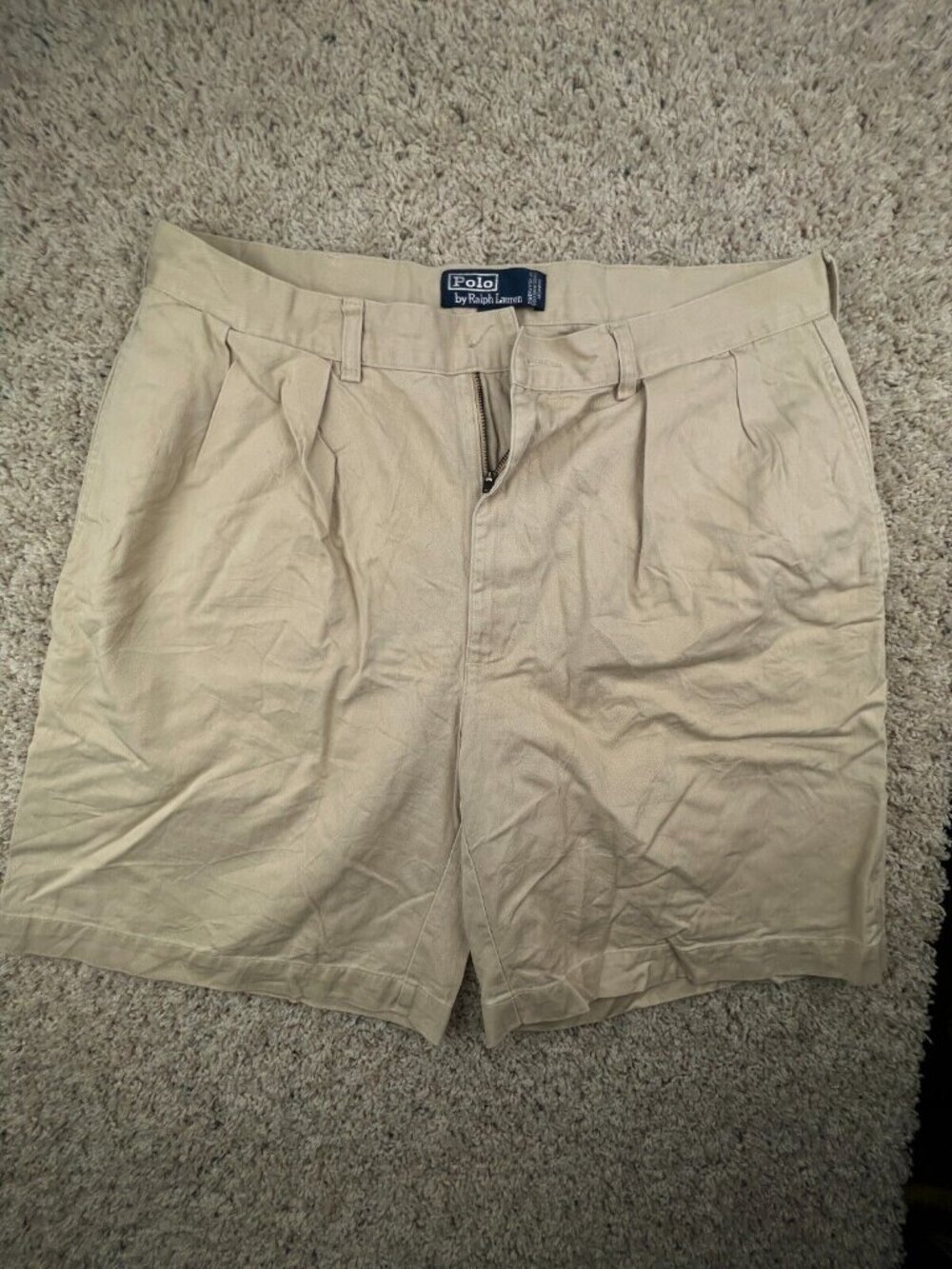 Polo Ralph Lauren Men’s Shorts Adult Cotton Size 36 Beige Tyler Short Pleated